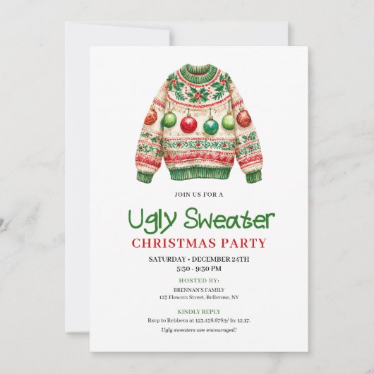 Minimalist Funny Ugly Sweater Holiday Card Kaart (Voorkant)