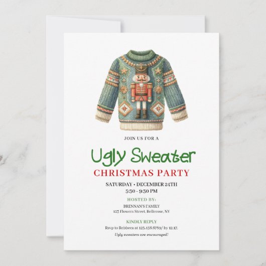 Minimalist funny ugly sweater party invitation kaart (Voorkant)