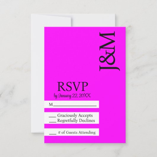 Minimalist Fuschia Magenta RSVP card (Voorkant)