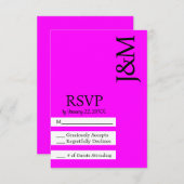 Minimalist Fuschia Magenta RSVP card (Voorkant / Achterkant)