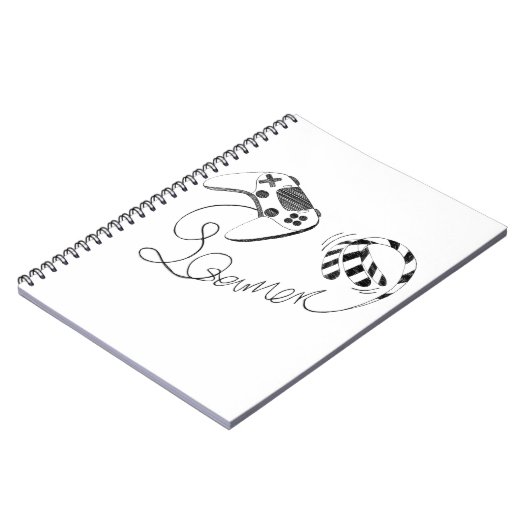 Minimalist Gamer Cat Line Art - Controller Cable  Notitieboek (Linkerzijde)