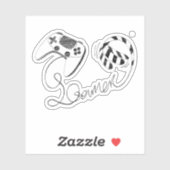 Minimalist Gamer Cat Line Art - Controller Cable Sticker (Vel)