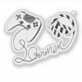 Minimalist Gamer Cat Line Art - Controller Cable  Sticker (Voorkant)