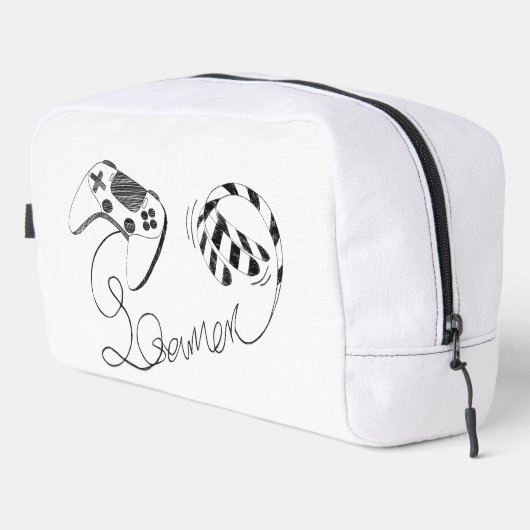 Minimalist Gamer Cat Line Art - Controller Cable  Toilettasje (Rechterhoek)