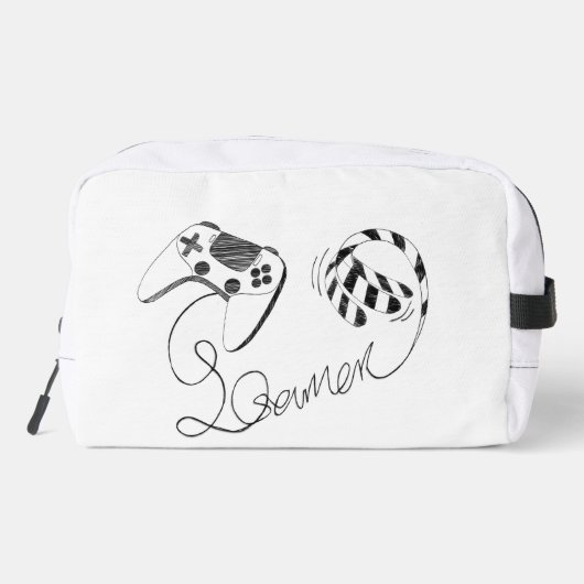 Minimalist Gamer Cat Line Art - Controller Cable  Toilettasje (Achterkant)