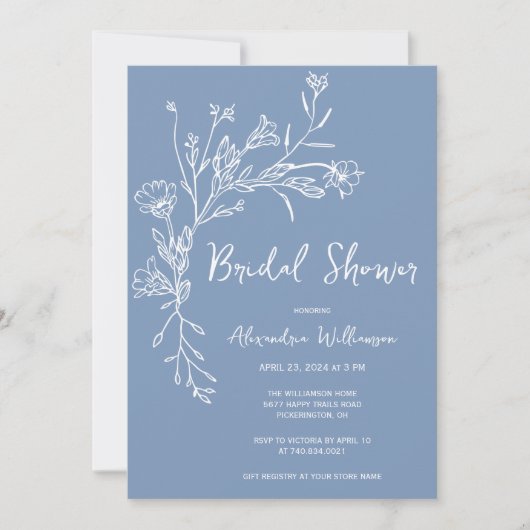 Minimalist Gathered Wildflower Vrijgezellenfeest Kaart (Voorkant)