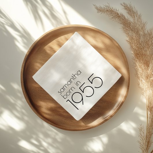 Minimalist Geboren in 1955 Zwarte 70e Verjaardagsf Servet