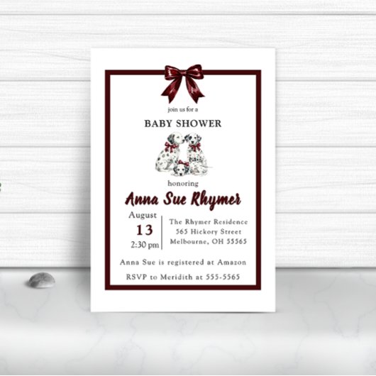 Minimalist Gender Neutral Chic Dalmation Invite Kaart