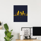 Minimalist Geometric City Skyline Silhouette  Poster (Thuiskantoor)