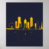 Minimalist Geometric City Skyline Silhouette  Poster (Voorkant)