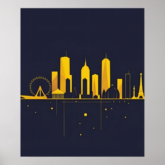 Minimalist Geometric City Skyline Silhouette  Poster (Voorkant)