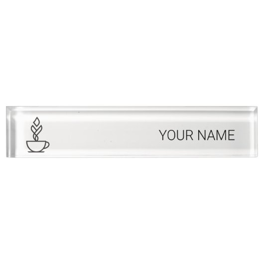 Minimalist Geometric Coffee Desk Name Plate | Mode Naambordje (Voorkant)