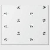 Minimalist Geometric Dog Paw Print Black and White Cadeaupapier (Vlak)