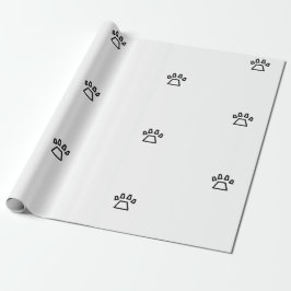 Minimalist Geometric Dog Paw Print Black and White Cadeaupapier