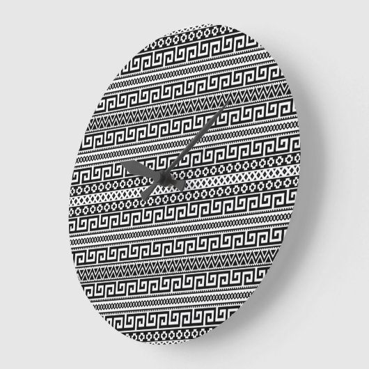 Minimalist Geometric Maze Lines Black White Grote Klok (Hoek)