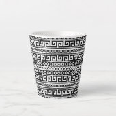 Minimalist Geometric Maze Lines Black White Latte Mok (Voorkant)