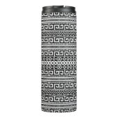 Minimalist Geometric Maze Lines Black White Thermosbeker (Achterkant)