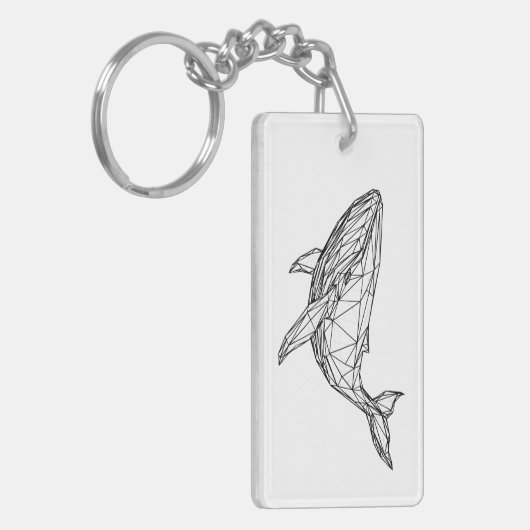 Minimalist Geometric Whale Acrylic Keychain (Voorkant Links)