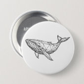 Minimalist Geometric Whale Button (Voorkant /achterkant)