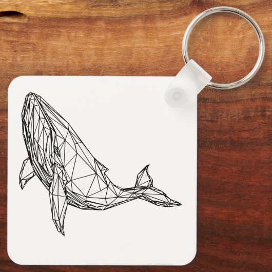 Minimalist Geometric Whale Keychain (Achterkant)