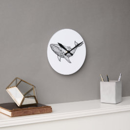 Minimalist Geometric Whale Wall Clock Ronde Klok