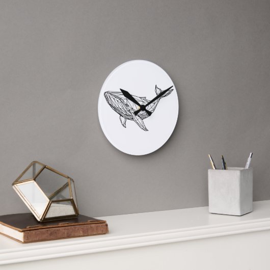 Minimalist Geometric Whale Wall Clock Ronde Klok (Kantoor)