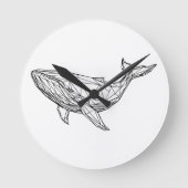 Minimalist Geometric Whale Wall Clock Ronde Klok (Voorkant)