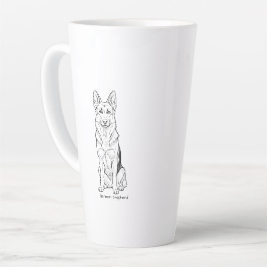 Minimalist German Shepherd Dog Line Art  Latte Mok (Linkerhoek)