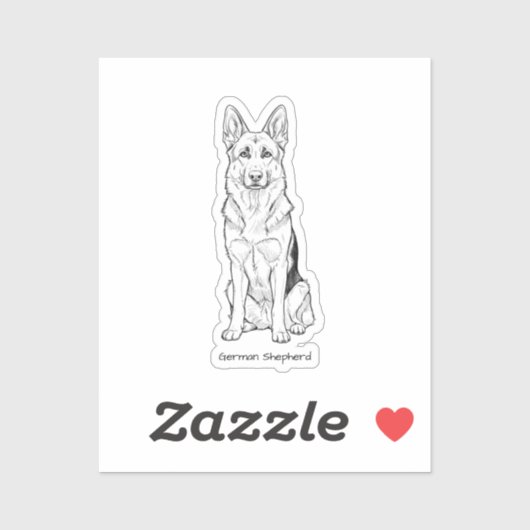 Minimalist German Shepherd Dog Line Art  Sticker (Vel)