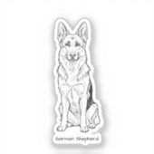 Minimalist German Shepherd Dog Line Art  Sticker (Voorkant)