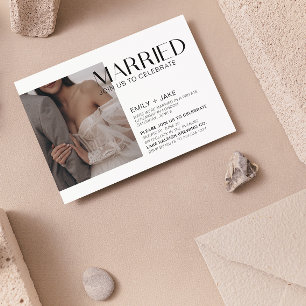 Minimalist getrouwd 2 foto bruiloft aankondiging