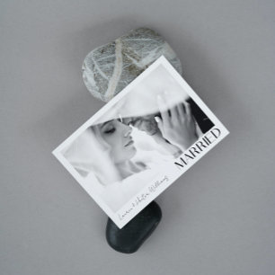 Minimalist getrouwd 2 fotoscript QR code bruiloft Aankondiging