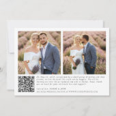 Minimalist Getrouwd 3 Fotoscript QR Code Bruiloft Aankondiging (Achterkant)