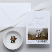 Minimalist Getrouwd 3 Fotoscript QR Code Bruiloft Aankondiging