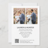 Minimalist Getrouwd 3 Fotoscript QR Code Bruiloft Aankondiging (Achterkant)