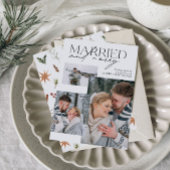 Minimalist Getrouwd en Vrolijk Pas getrouwd Foto Feestdagenkaart