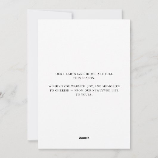 Minimalist getrouwde kerst Pas getrouwd 2 foto Feestdagenkaart (Achterkant)