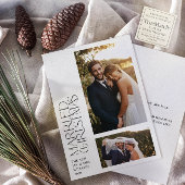 Minimalist getrouwde kerst Pas getrouwd 2 foto Feestdagenkaart