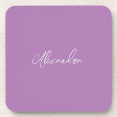 Minimalist Gewone Kalligrafie Eigen Naam Lavendel Bier Onderzetter (Voorkant)