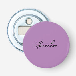 Minimalist Gewone Kalligrafie Eigen Naam Lavendel Button Flesopener