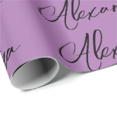 Minimalist Gewone Kalligrafie Eigen Naam Lavendel Cadeaupapier (Rol Hoek)
