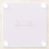 Minimalist Gewone Kalligrafie Eigen Naam Lavendel Glazen Onderzetter (Achterkant)