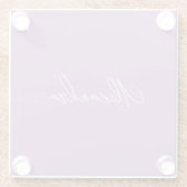 Minimalist Gewone Kalligrafie Eigen Naam Lavendel Glazen Onderzetter (Achterkant)