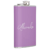 Minimalist Gewone Kalligrafie Eigen Naam Lavendel Heupfles (Rechts)