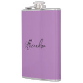 Minimalist Gewone Kalligrafie Eigen Naam Lavendel Heupfles (Links)