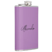 Minimalist Gewone Kalligrafie Eigen Naam Lavendel Heupfles (Rechts)