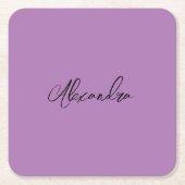 Minimalist Gewone Kalligrafie Eigen Naam Lavendel Kartonnen Onderzetters (Voorkant)