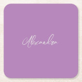Minimalist Gewone Kalligrafie Eigen Naam Lavendel Kartonnen Onderzetters (Voorkant)