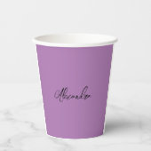 Minimalist Gewone Kalligrafie Eigen Naam Lavendel Papieren Bekers (Voorkant)