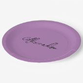 Minimalist Gewone Kalligrafie Eigen Naam Lavendel Papieren Bordje (Gekanteld)